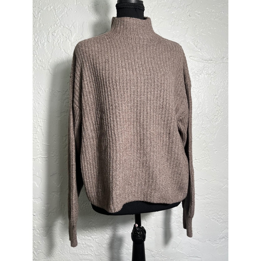 Old Navy Women's S Brown Chunky Knit Mock Neck Sweater Relaxed Cozy